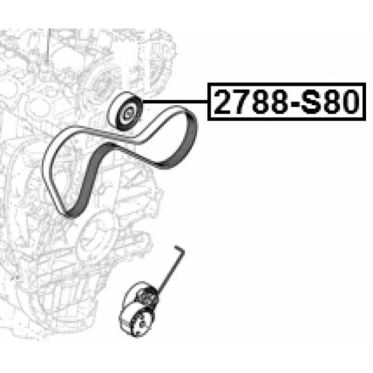 2788-S80 - Deflection/Guide Pulley, v-ribbed belt 