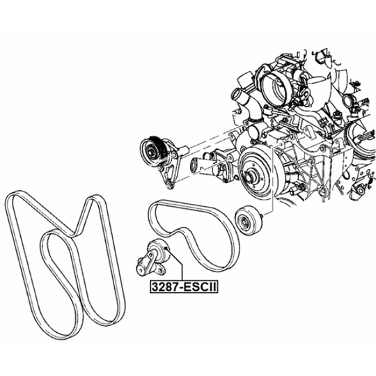 3287-ESCII - Tensioner Pulley, v-ribbed belt 