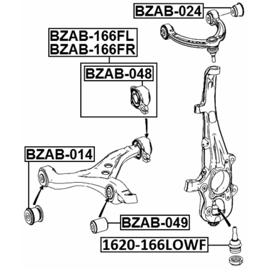 BZAB-166FR - Control Arm-/Trailing Arm Bush 