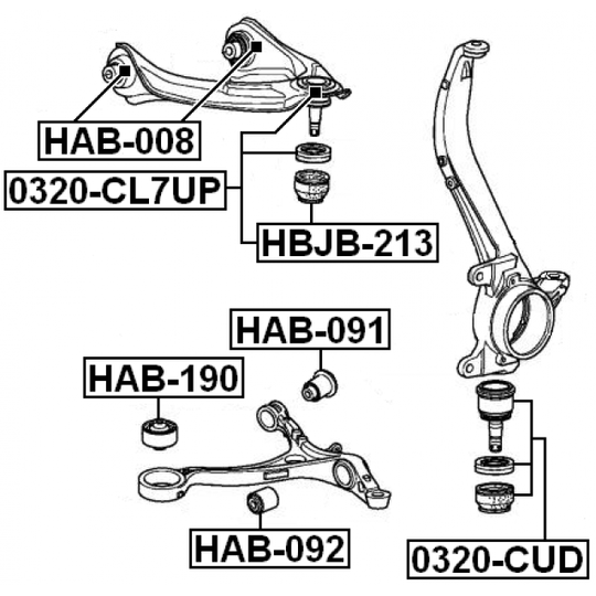 HAB-190 - Control Arm-/Trailing Arm Bush 