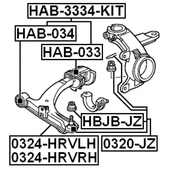 HAB-3334-KIT - Control Arm-/Trailing Arm Bush 