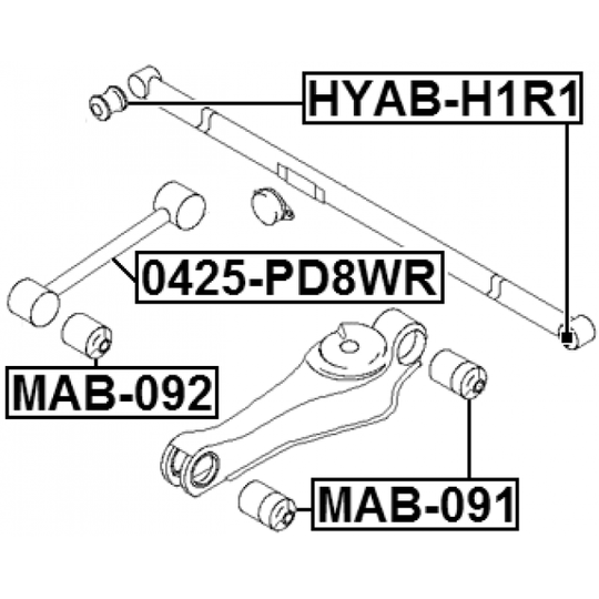 HYAB-H1R1 - Control Arm-/Trailing Arm Bush 