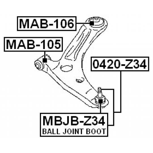 MAB-105 - Control Arm-/Trailing Arm Bush 