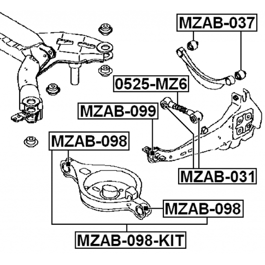 MZAB-098-KIT - Control Arm-/Trailing Arm Bush 