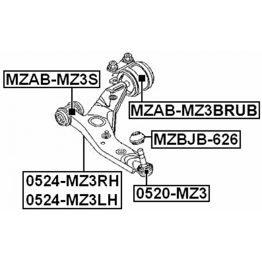 MZAB-MZ3BRUB - Control Arm-/Trailing Arm Bush 