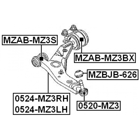 MZAB-MZ3BX - Control Arm-/Trailing Arm Bush 