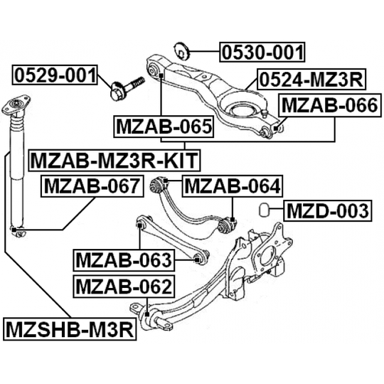 MZAB-MZ3R-KIT - Control Arm-/Trailing Arm Bush 