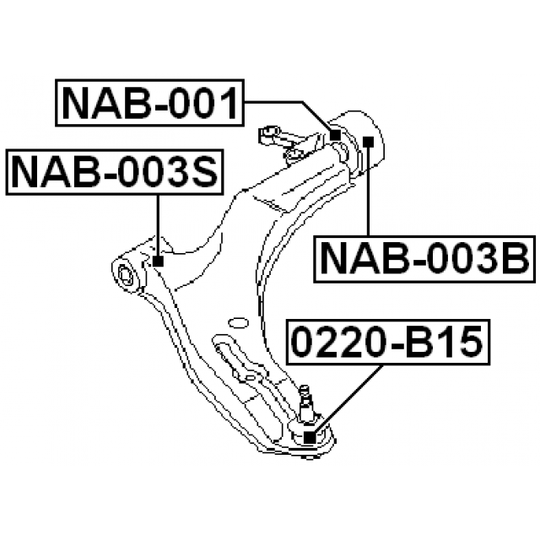 NAB-003S - Control Arm-/Trailing Arm Bush 