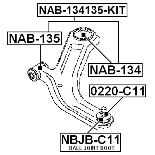 NAB-134135-KIT - Control Arm-/Trailing Arm Bush 