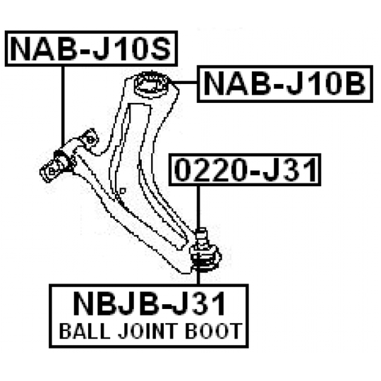 NAB-J10S - Control Arm-/Trailing Arm Bush 