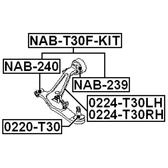 NAB-T30F-KIT - Control Arm-/Trailing Arm Bush 