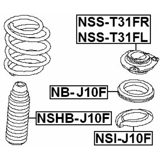 NB-J10F - Anti-Friction Bearing, suspension strut support mounting 