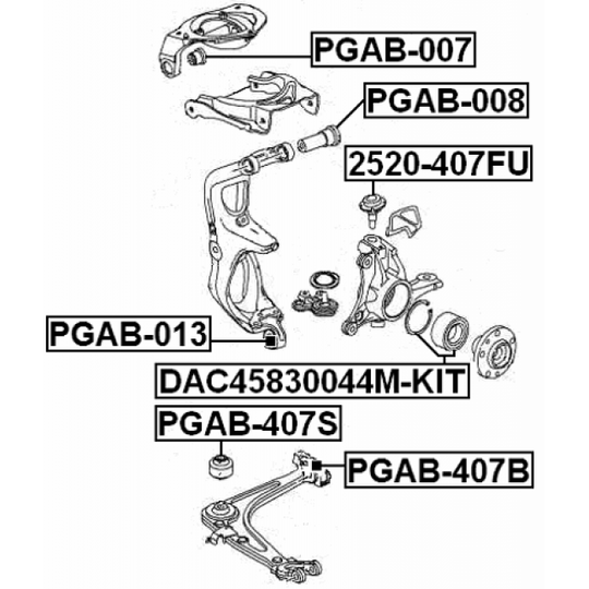 PGAB-407S - Control Arm-/Trailing Arm Bush 