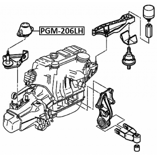 PGM-206LH - Moottorin tuki 