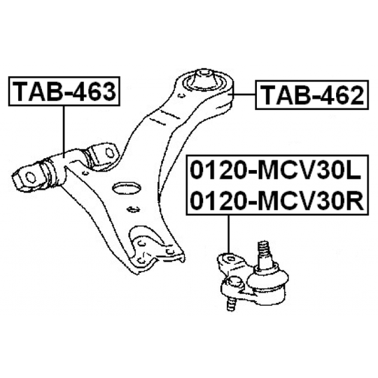 TAB-462 - Control Arm-/Trailing Arm Bush 