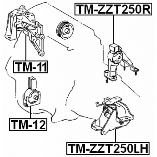 TM-ZZT250LH - Moottorin tuki 