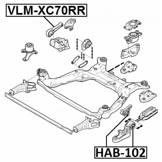 VLM-XC70RR - Moottorin tuki 