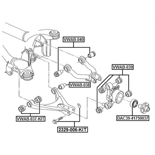 VWAB-037-KIT - Control Arm-/Trailing Arm Bush 