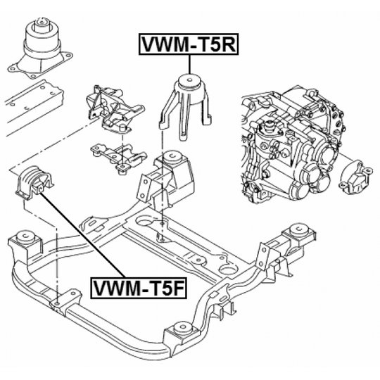 VWM-T5F - Paigutus, Mootor 