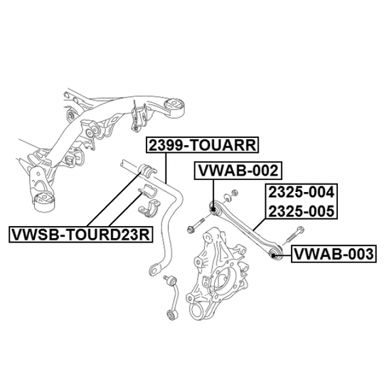 VWSB-TOURD23R - Bussning, krängningshämmare 