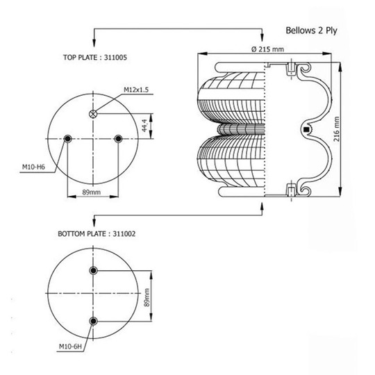 261.075 - Pneumatic suspension bellows 