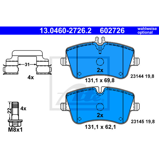 13.0460-2726.2 - Brake Pad Set, disc brake 