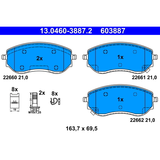 13.0460-3887.2 - Brake Pad Set, disc brake 