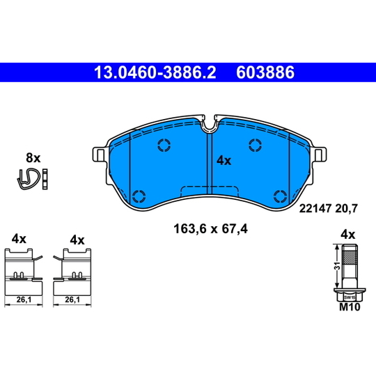 13.0460-3886.2 - Brake Pad Set, disc brake 