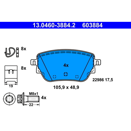 13.0460-3884.2 - Brake Pad Set, disc brake 