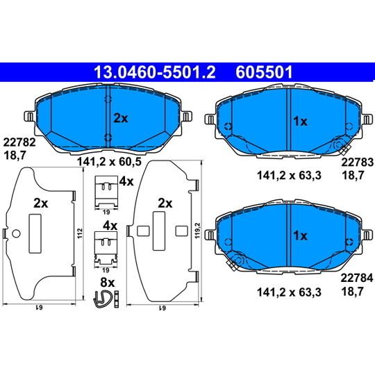 13.0460-5501.2 - Brake Pad Set, disc brake 