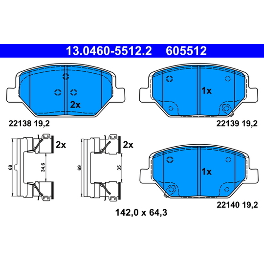 13.0460-5512.2 - Piduriklotsi komplekt, ketaspidur 