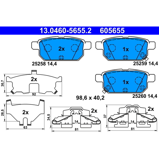 13.0460-5655.2 - Brake Pad Set, disc brake 