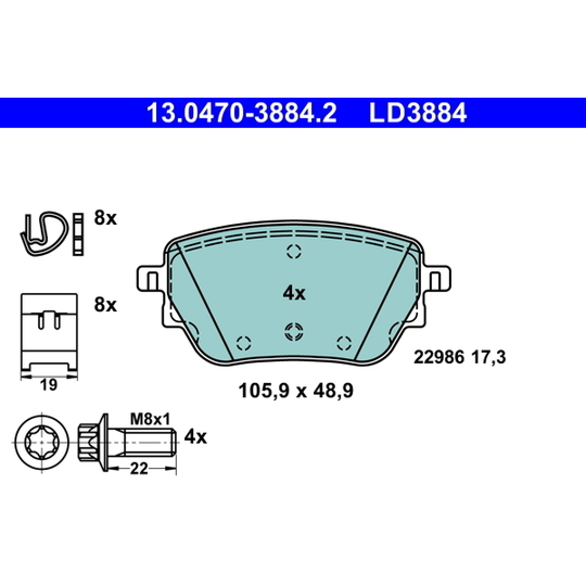 13.0470-3884.2 - Brake Pad Set, disc brake 