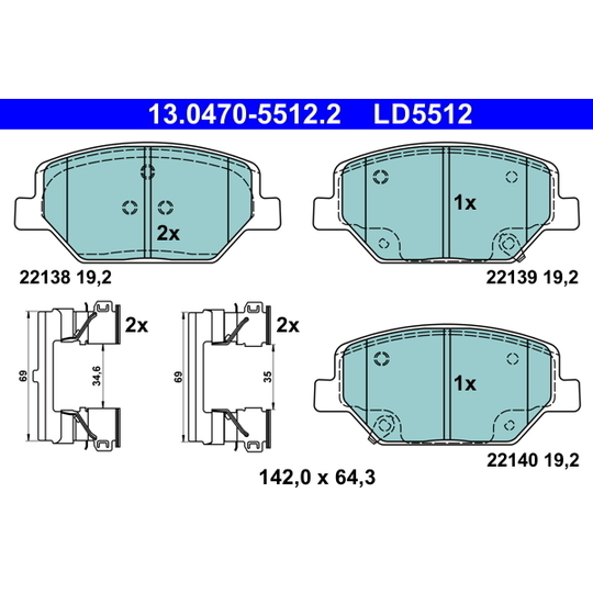 13.0470-5512.2 - Brake Pad Set, disc brake 