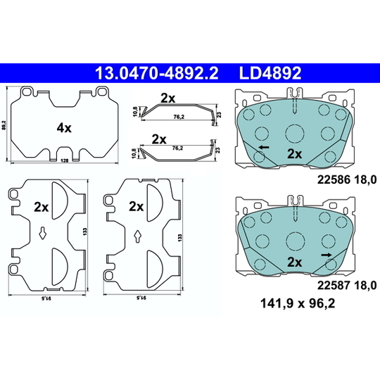 13.0470-4892.2 - Brake Pad Set, disc brake 