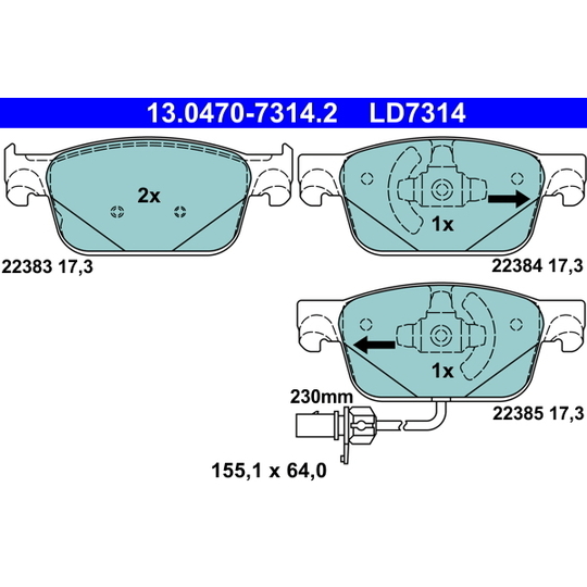 13.0470-7314.2 - Brake Pad Set, disc brake 