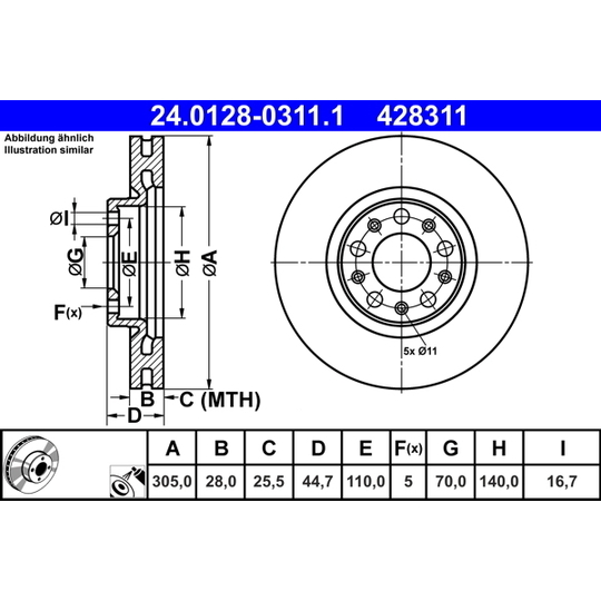 24.0128-0311.1 - Brake Disc 