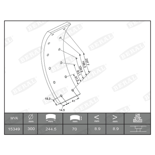 KBL15349.1-1549 - Brake Lining Kit, drum brake 