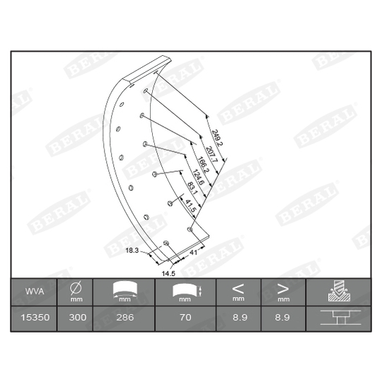 KBL15349.1-1549 - Brake Lining Kit, drum brake 