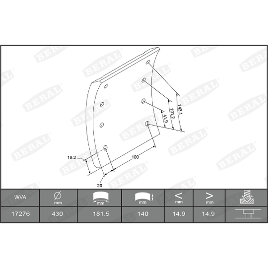 KBL17276.0-1560 - Brake Lining Kit, drum brake 