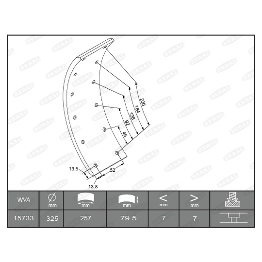 KBL15732.9-1637 - Brake Lining Kit, drum brake 