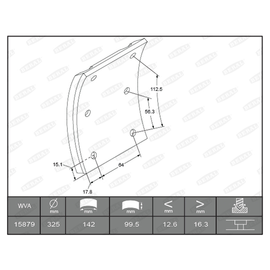 KBL15879.0-1649 - Brake Lining Kit, drum brake 