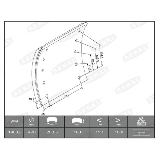 KBL19032.2-1517 - Brake Lining Kit, drum brake 