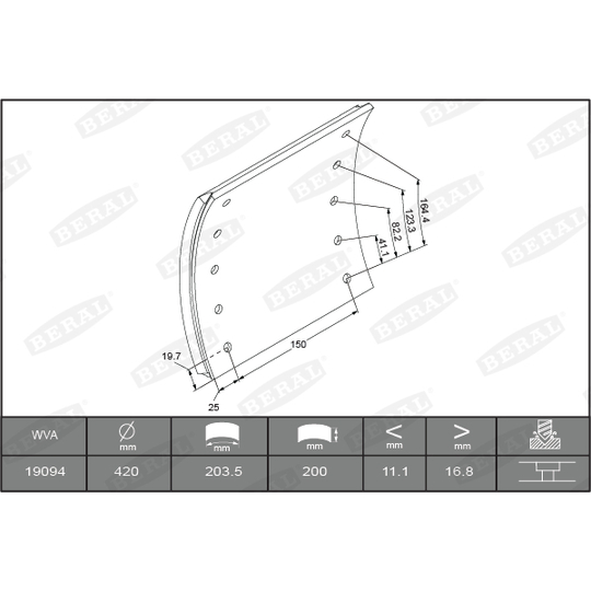 KBL19094.9-1541 - Brake Lining Kit, drum brake 