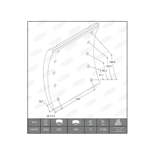 KBL19191.0-1541 - Brake Lining Kit, drum brake 