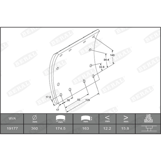 KBL19177.1-1649 - Brake Lining Kit, drum brake 