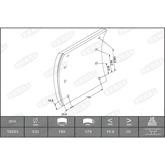 KBL19283.2-1541 - Brake Lining Kit, drum brake 