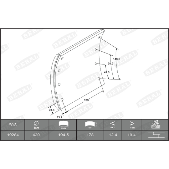 KBL19283.2-1541 - Brake Lining Kit, drum brake 