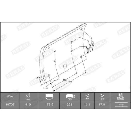 KBL19581.2-1616 - Brake Lining Kit, drum brake 