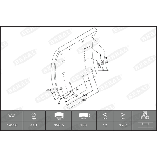 KBL19714.0-1642 - Brake Lining Kit, drum brake 